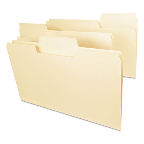 Supertab Top Tab File Folders, 1/3-cut Tabs: Assorted, Legal Size, 0.75" Expansion, 11-pt Manila, 100/box