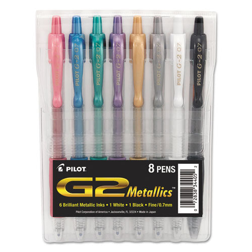G2 Metallics Gel Pen, Retractable, Fine 0.7 Mm, Assorted Ink And Barrel Colors, 8/pack