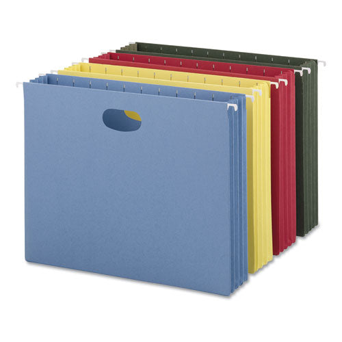 Hanging Pockets With Full-height Gusset, 1 Section, 3" Capacity, Legal Size, 1/5-cut Tabs, Sky Blue, 25/box