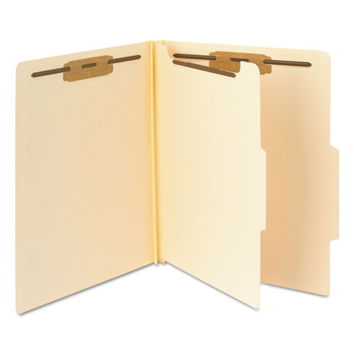 Four-section Top Tab Classification Folders, 2" Expansion, 1 Divider, 4 Fasteners, Letter Size, Manila, 10/box