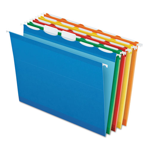 Ready-tab Colored Reinforced Hanging Folders, Letter Size, 1/5-cut Tabs, Blue, 25/box