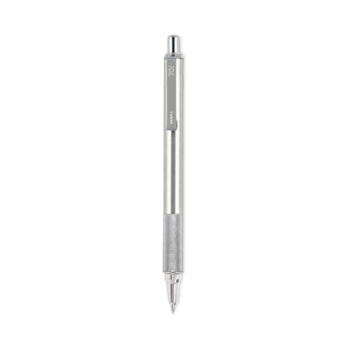 F-701 Ballpoint Pen, Retractable, Fine 0.7 Mm, Black Ink, Stainless Steel/black Barrel