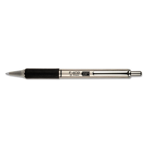F-402 Ballpoint Pen, Retractable, Fine 0.7 Mm, Blue Ink, Stainless Steel/blue Barrel