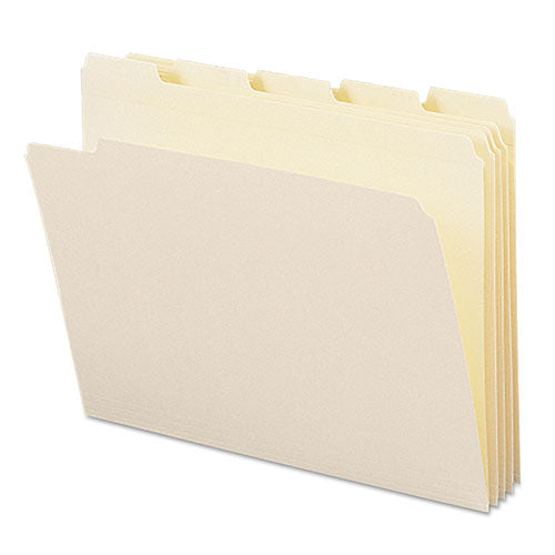 Reinforced Tab Manila File Folders, 1/5-cut Tabs: Assorted, Letter Size, 0.75" Expansion, 11-pt Manila, 100/box