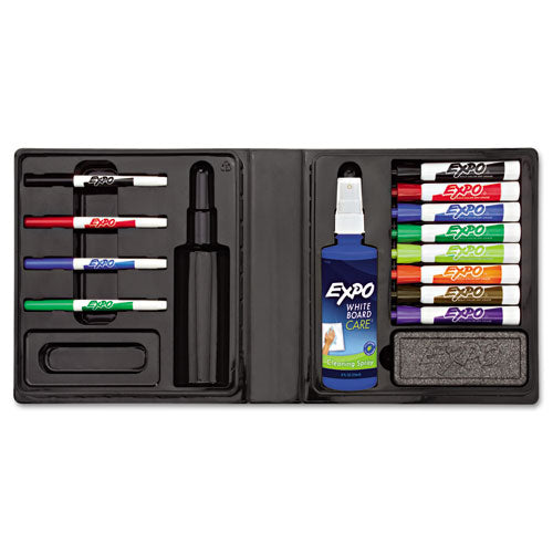 Dry Erase Marker, Eraser And Cleaner Kit, Fine Bullet Tip, Assorted Colors, 5/set