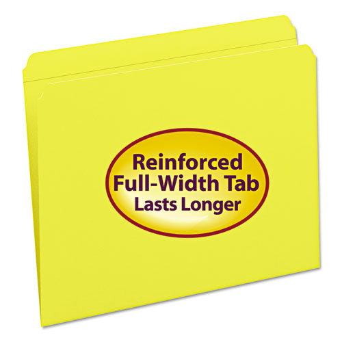 Reinforced Top Tab Colored File Folders, Straight Tabs, Letter Size, 0.75" Expansion, Yellow, 100/box