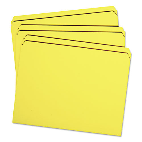 Reinforced Top Tab Colored File Folders, Straight Tabs, Letter Size, 0.75" Expansion, Yellow, 100/box