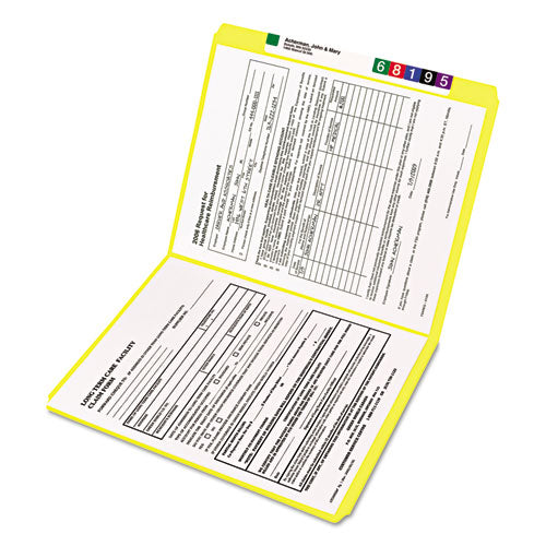 Reinforced Top Tab Colored File Folders, Straight Tabs, Letter Size, 0.75" Expansion, Yellow, 100/box