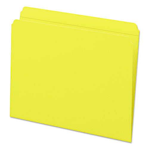 Reinforced Top Tab Colored File Folders, Straight Tabs, Letter Size, 0.75" Expansion, Yellow, 100/box