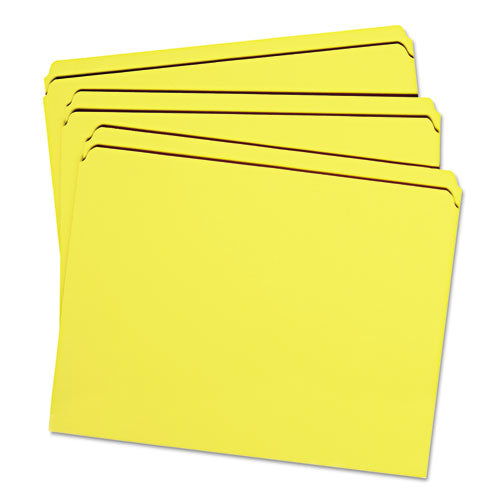 Reinforced Top Tab Colored File Folders, Straight Tabs, Letter Size, 0.75" Expansion, Yellow, 100/box