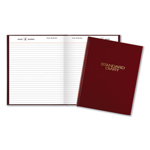 Standard Diary Daily Diary, 2023 Edition, Medium/college Rule, Red Cover, (200) 9.5 X 7.5 Sheets