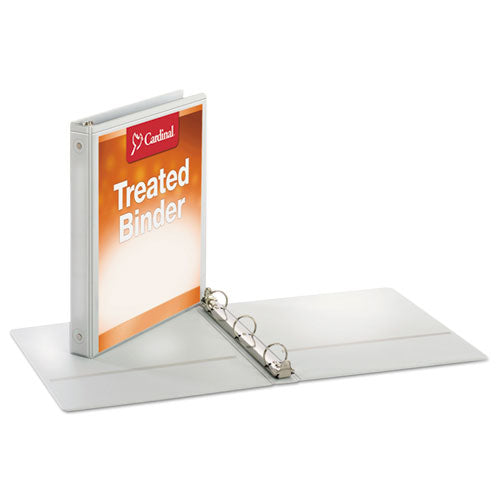 Treated Binder Clearvue Locking Round Ring Binder, 3 Rings, 1" Capacity, 11 X 8.5, White