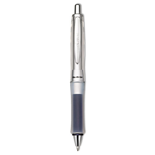 Dr. Grip Center Of Gravity Ballpoint Pen, Retractable, Medium 1 Mm, Black Ink, Silver/navy Grip Barrel