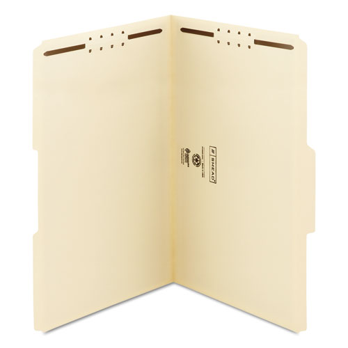 Top Tab Fastener Folders, 1/3-cut Tabs: Assorted, 0.75" Expansion, 2 Fasteners, Legal Size, Manila Exterior, 50/box