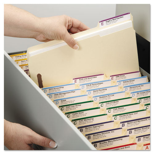 Top Tab Fastener Folders, 1/3-cut Tabs: Assorted, 0.75" Expansion, 2 Fasteners, Legal Size, Manila Exterior, 50/box