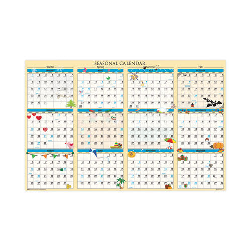 Recycled Seasonal Laminated Wall Calendar, Earthscapes Illustrated Seasons Artwork, 24 X 37, 12-month (jan To Dec): 2023