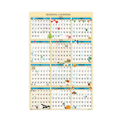 Recycled Seasonal Laminated Wall Calendar, Earthscapes Illustrated Seasons Artwork, 24 X 37, 12-month (jan To Dec): 2023