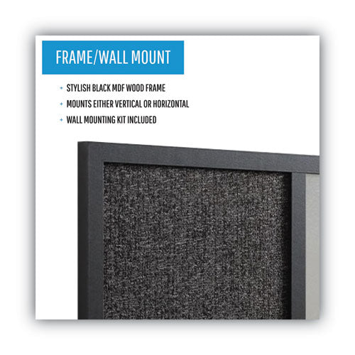 Designer Combo Fabric Bulletin/dry Erase Board, 24 X 18, White/black Surface, Black Mdf Wood Frame
