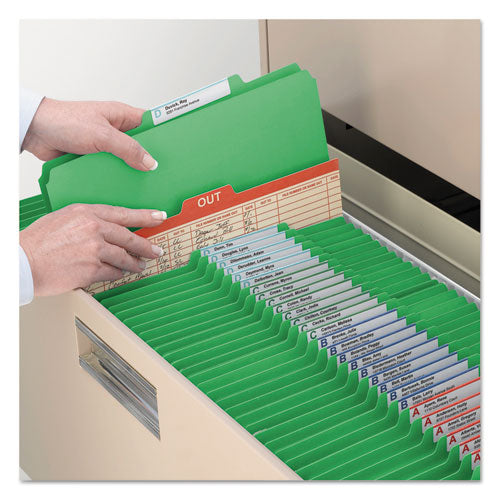 Top Tab Classification Folders, Six Safeshield Fasteners, 2" Expansion, 2 Dividers, Letter Size, Green Exterior, 10/box