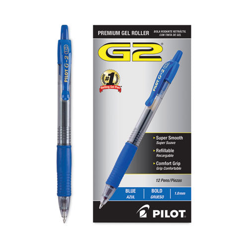 G2 Premium Gel Pen, Retractable, Bold 1 Mm, Blue Ink, Smoke Barrel, Dozen