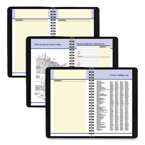 Quicknotes Weekly Block Format Appointment Book, 8.5 X 5.5, Black Cover, 12-month (jan To Dec): 2023