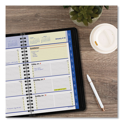 Quicknotes Weekly Block Format Appointment Book, 8.5 X 5.5, Black Cover, 12-month (jan To Dec): 2023