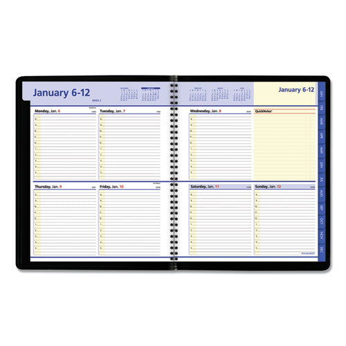 Quicknotes Weekly Block Format Appointment Book, 8.5 X 5.5, Black Cover, 12-month (jan To Dec): 2023