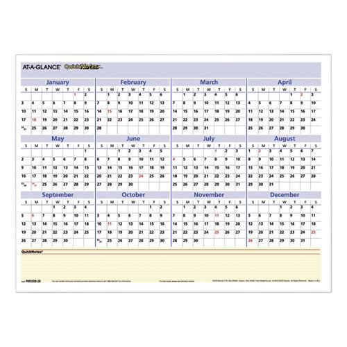 Quicknotes Mini Erasable Wall Planner, 16 X 12, White/blue/yellow Sheets, 12-month (jan To Dec): 2023