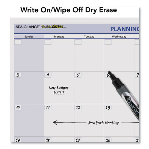 Quicknotes Mini Erasable Wall Planner, 16 X 12, White/blue/yellow Sheets, 12-month (jan To Dec): 2023