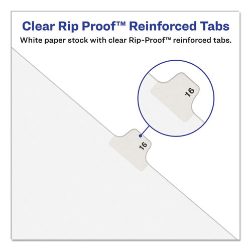 Avery-style Preprinted Legal Bottom Tab Divider, 26-tab, Exhibit H, 11 X 8.5, White, 25/pk