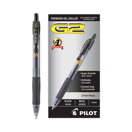 G2 Premium Gel Pen, Retractable, Bold 1 Mm, Black Ink, Smoke Barrel, Dozen