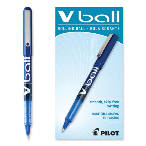 Vball Liquid Ink Roller Ball Pen, Stick, Extra-fine 0.5 Mm, Blue Ink, Blue Barrel, Dozen