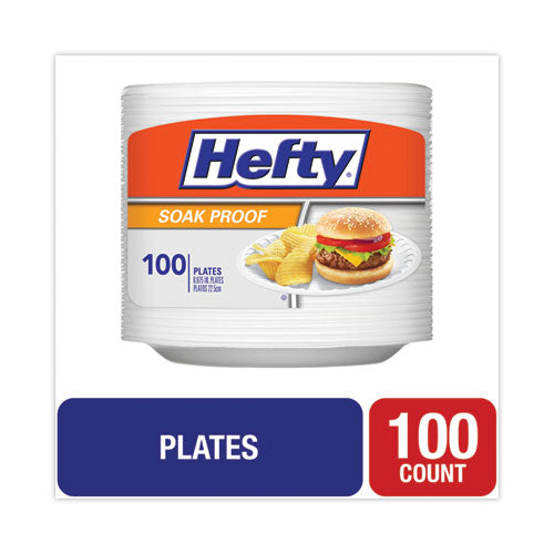 Hefty Soak Proof Tableware Foam Plates 8.88" Dia White 100/pack