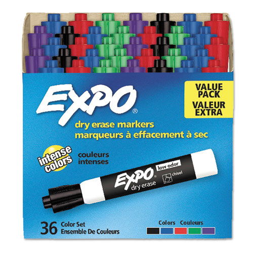 Low-odor Dry-erase Marker, Broad Chisel Tip, Assorted Pastel Colors, 4/set
