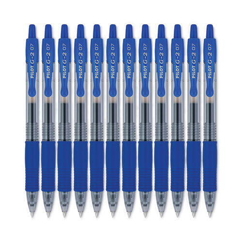 G2 Premium Gel Pen, Retractable, Fine 0.7 Mm, Blue Ink, Smoke Barrel, 12/pack