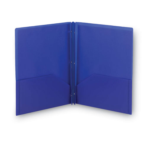 Poly Two-pocket Folder With Fasteners, 180-sheet Capacity, 11 X 8.5, Blue, 25/box