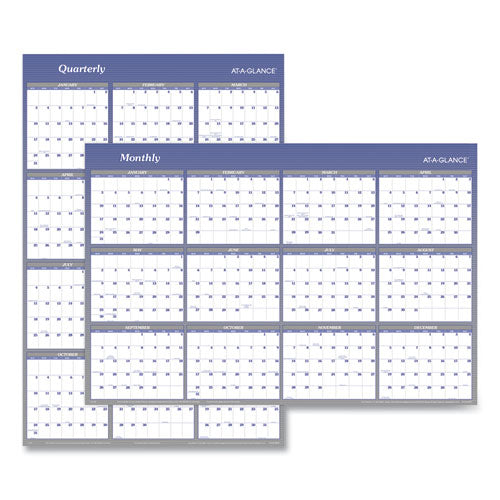 Vertical/horizontal Erasable Quarterly/monthly Wall Planner, 24 X 36, White/blue Sheets, 12-month (jan To Dec): 2023