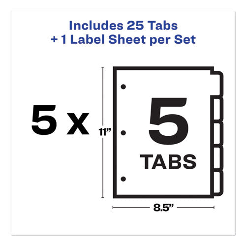 Print And Apply Index Maker Clear Label Plastic Dividers W/printable Label Strip, 5-tab, 11 X 8.5, Frosted Clear Tabs, 5 Sets