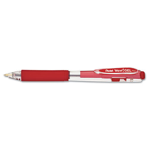 Wow! Gel Pen, Retractable, Medium 0.7 Mm, Red Ink, Clear/red Barrel, Dozen