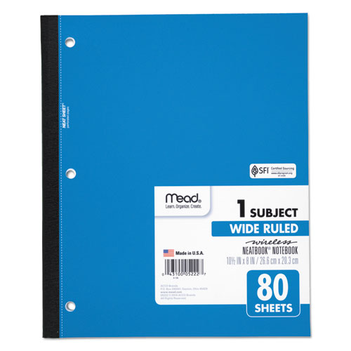 Wireless Neatbook Notebook, 1-subject, Wide/legal Rule, Randomly Assorted Cover Color, (80) 10.5 X 8 Sheets