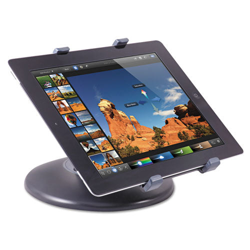 Stand For 7" To 10" Tablets, Swivel Base, Plastic, Black