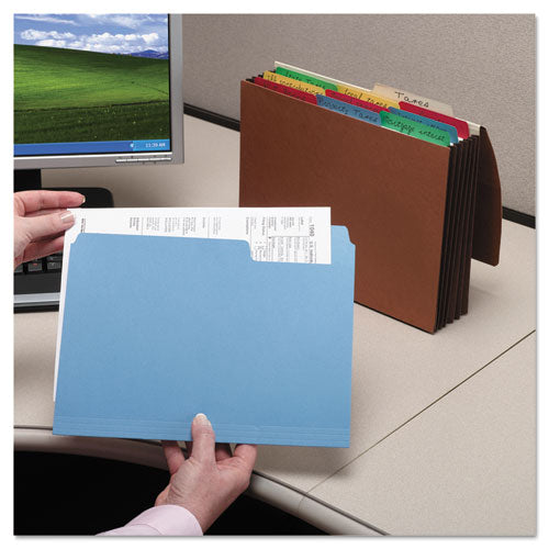 Supertab Colored File Folders, 1/3-cut Tabs: Assorted, Letter Size, 0.75" Expansion, 11-pt Stock, Color Assortment 1, 100/box