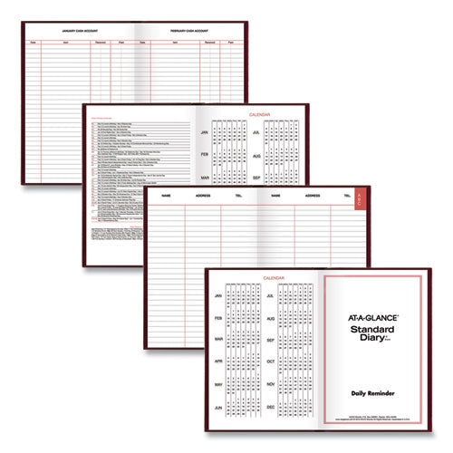 Standard Diary Daily Reminder Book, 2023 Edition, Medium/college Rule, Red Cover, (201) 7.5 X 5.13 Sheets