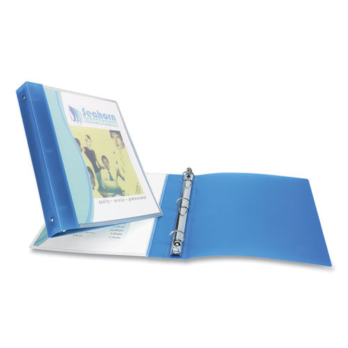 Flexible View Binder With Round Rings, 3 Rings, 0.5" Capacity, 11 X 8.5, Blue