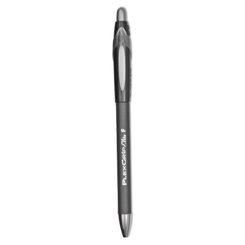 Flexgrip Elite Ballpoint Pen, Retractable, Medium 1 Mm, Black Ink, Black Barrel, Dozen