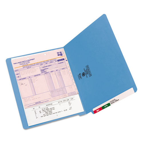 Shelf-master Reinforced End Tab Colored Folders, Straight Tabs, Letter Size, 0.75" Expansion, Blue, 100/box