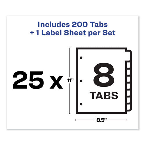Print And Apply Index Maker Clear Label Dividers, 8-tab, Color Tabs, 11 X 8.5, White, Traditional Color Tabs, 25 Sets