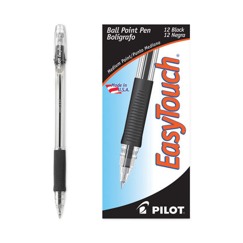 Easytouch Ballpoint Pen, Stick, Medium 1 Mm, Black Ink, Clear Barrel, Dozen