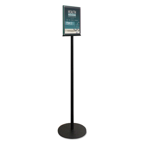 Double-sided Magnetic Sign Display, 8.5 X 11 Insert, 56" Tall, Clear/black