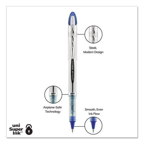Vision Elite Roller Ball Pen, Stick, Bold 0.8 Mm, Blue Ink, White/blue Barrel